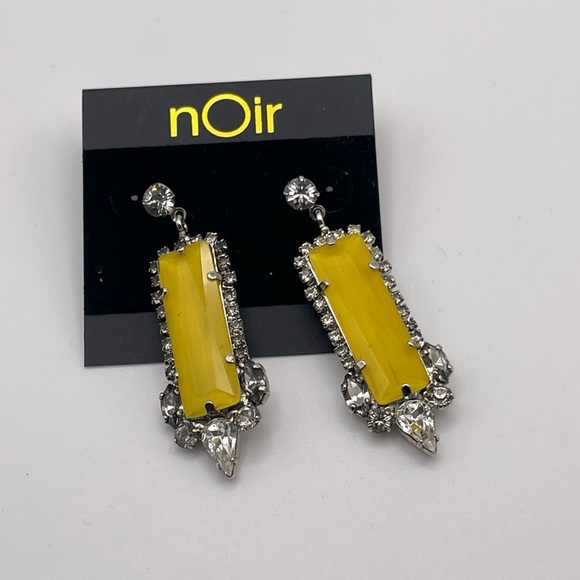 NWT nOir Jewelry Yellow and Clear Stone Silver Toned Statement Formal  Earrings - Picture 1 of 3